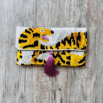 AYCA AYCA Silk Ikat Tiger Clutch w/ Chain