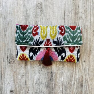 AYCA AYCA  Ikat Silk Clutch w/ Chain