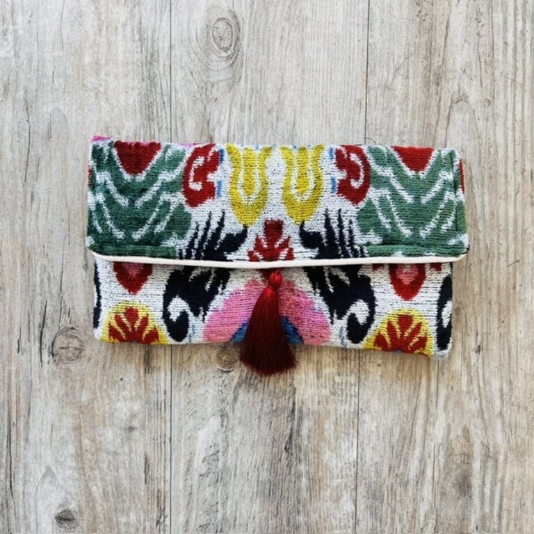 AYCA AYCA  Ikat Silk Clutch w/ Chain