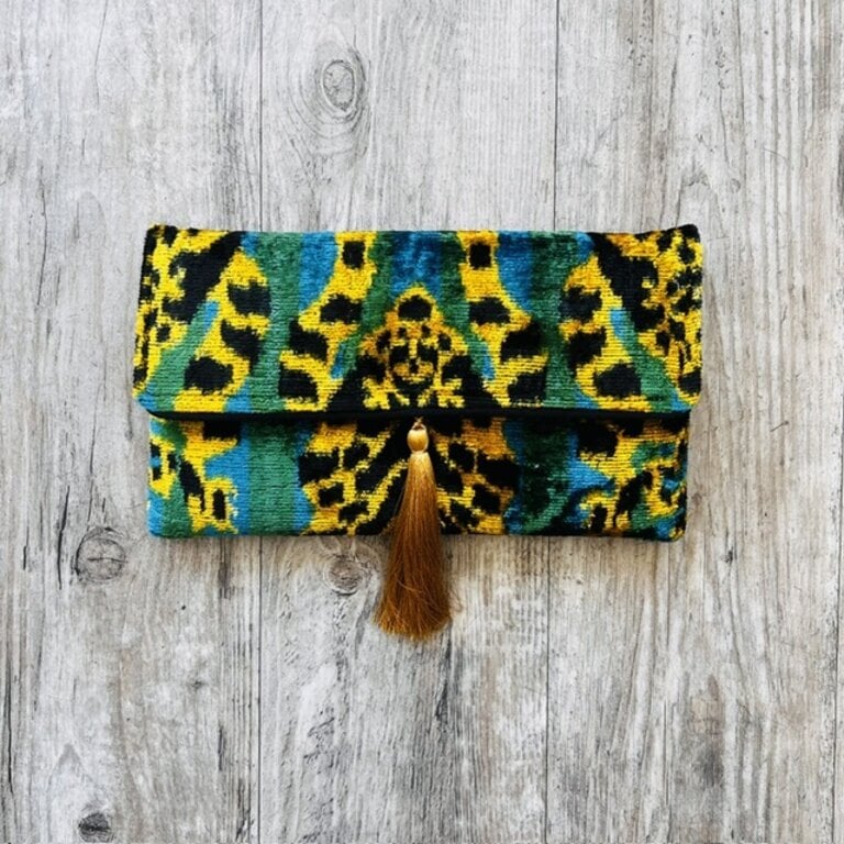 AYCA AYCA  Ikat Silk Tiger Clutch w/ Chain