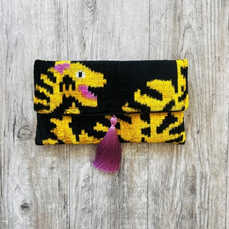 AYCA AYCA  Ikat Silk Tiger Clutch w/ Chain