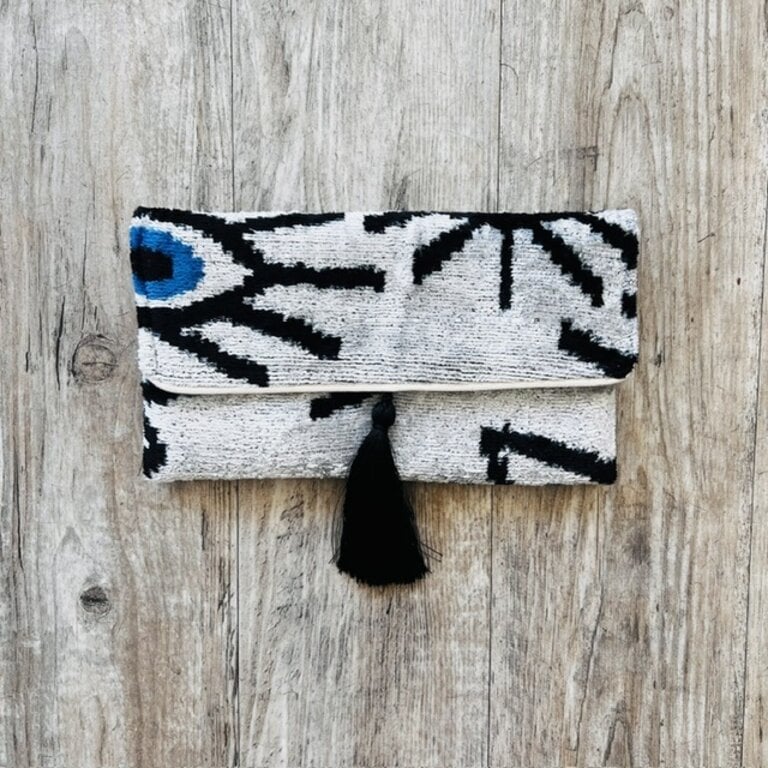 AYCA AYCA Silk Ikat Evil Eye Clutch w/ Chain
