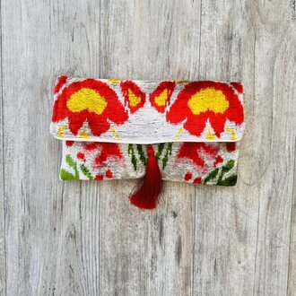 AYCA AYCA Silk Ikat Garden Rose Clutch
