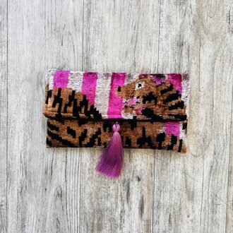 AYCA AYCA Silk Ikat Stripe Tiger Clutch