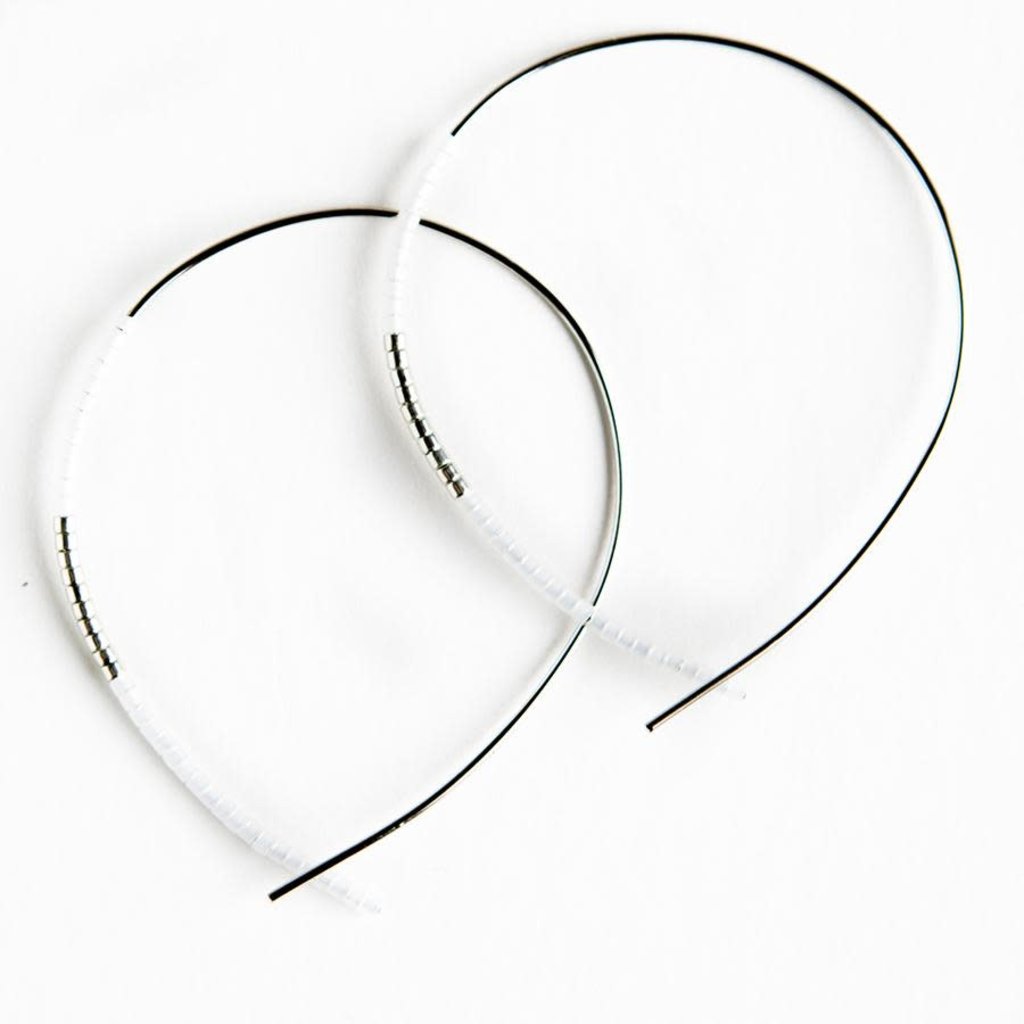 Norah Earrings - Silver - White Opal