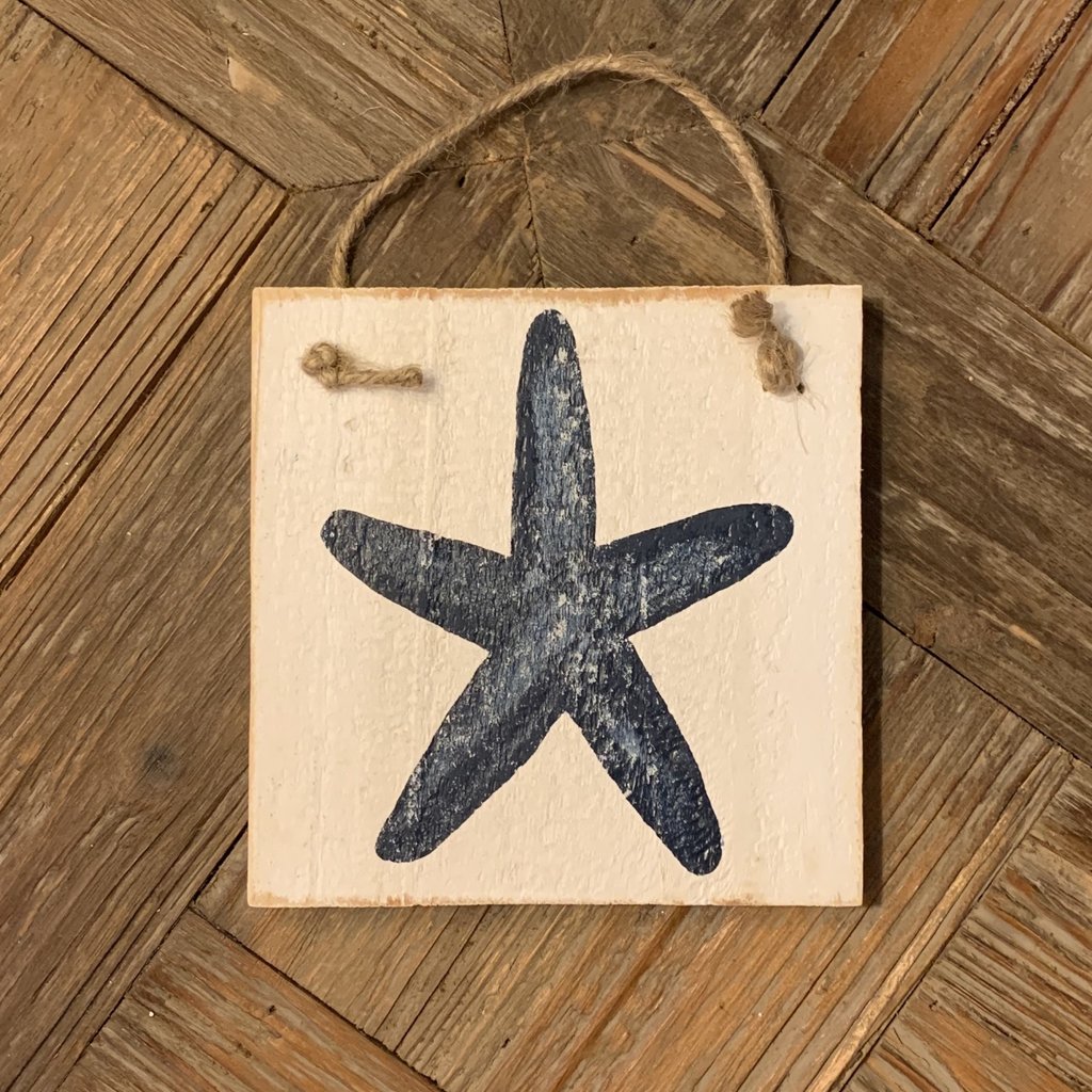 Wood Hanger - Starfish - Indigo Streamer
