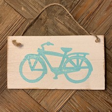 Wood Hanger - Lg Turquoise Cruiser Bike