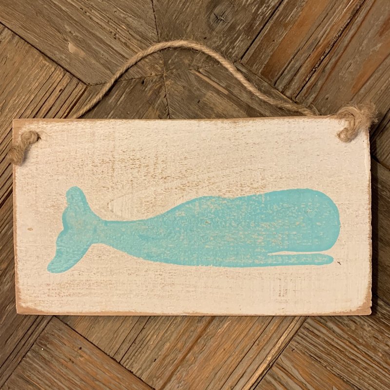 Wood Hanger - Lg Turquoise Whale