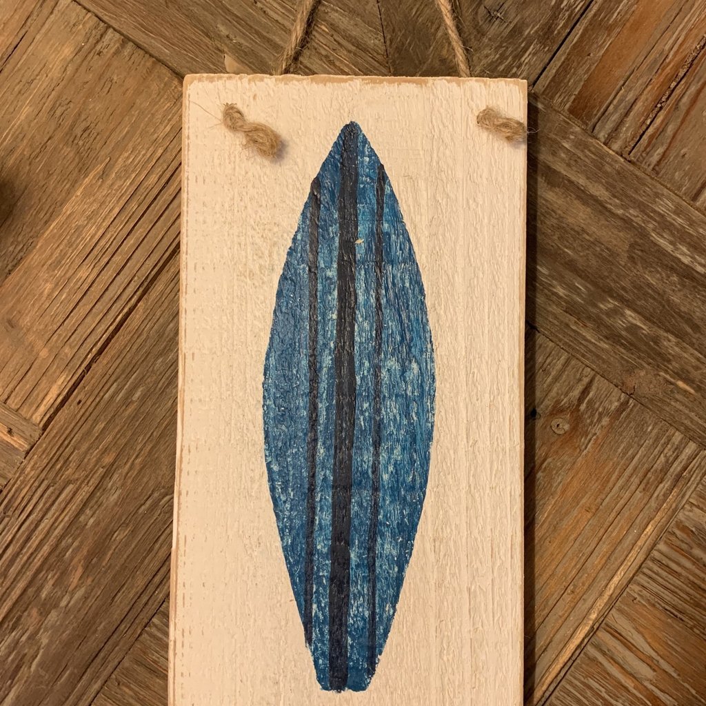 Wood Hanger - Lg Blue Surfboard