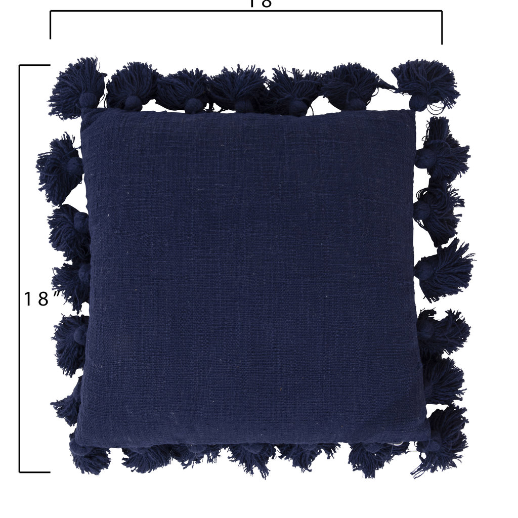 Navy Square Pillows w/ Tassels The Garret