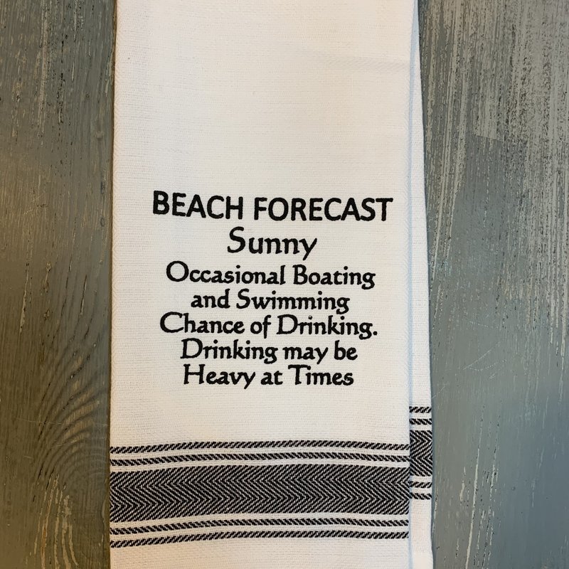 Wild Hare Designs White Cotton Towel - Beach Forecast