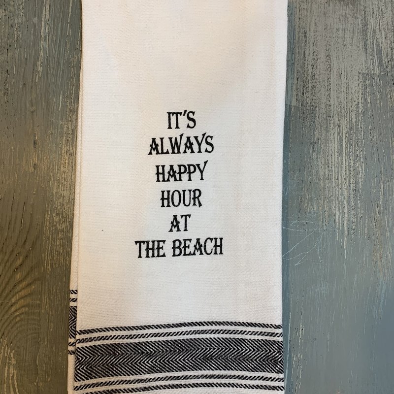 Wild Hare Designs White Cotton Towel - It's always happy hour at the beach