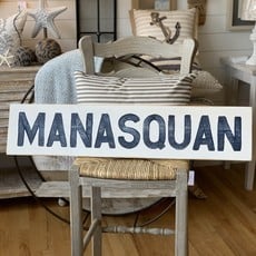 The Garret Wood "Manasquan" Sign - White w/ navy letters
