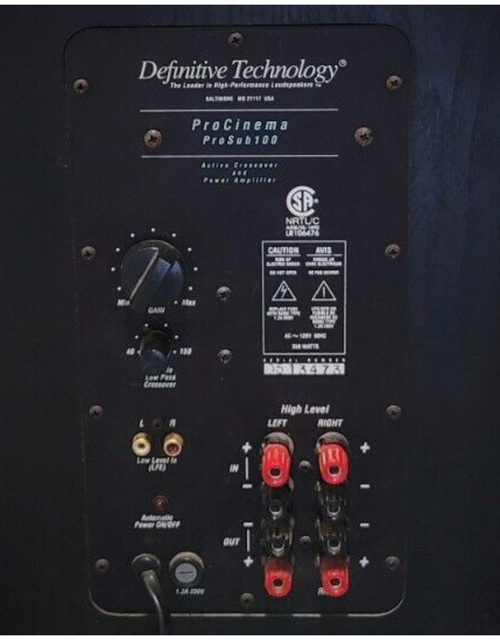 Def Tech Def Tech ProCinema ProSub100 Subwoofer USED