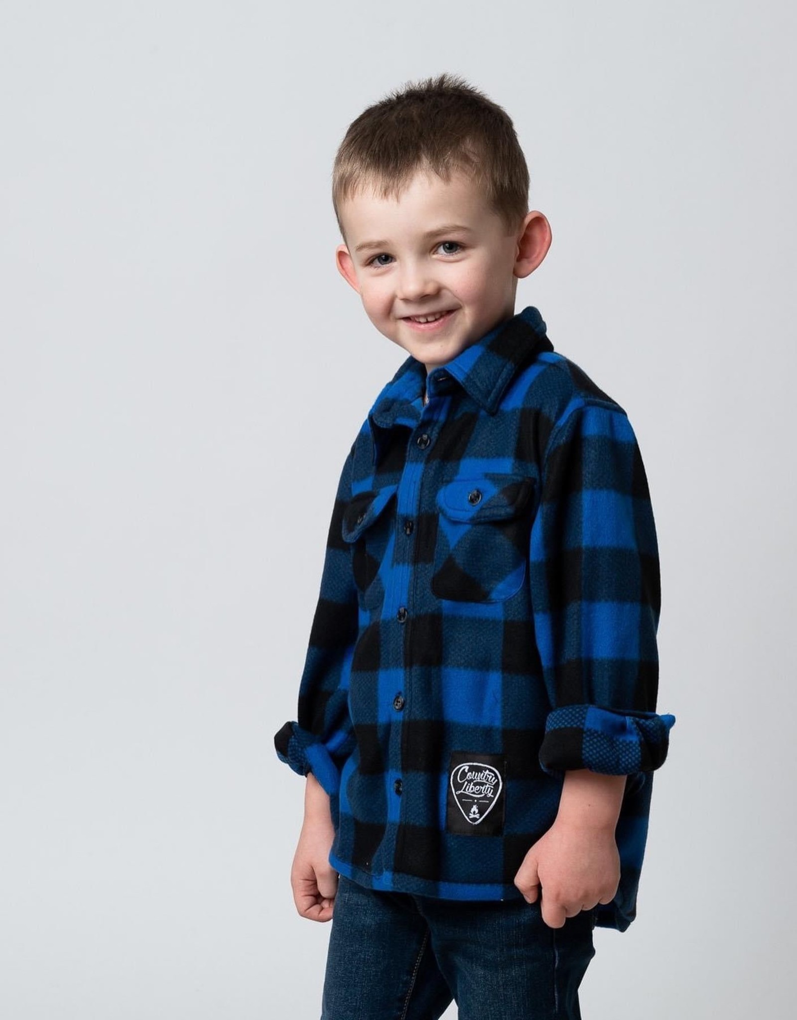 Country Liberty CL toddler plaid fleece button up Blue/Blk