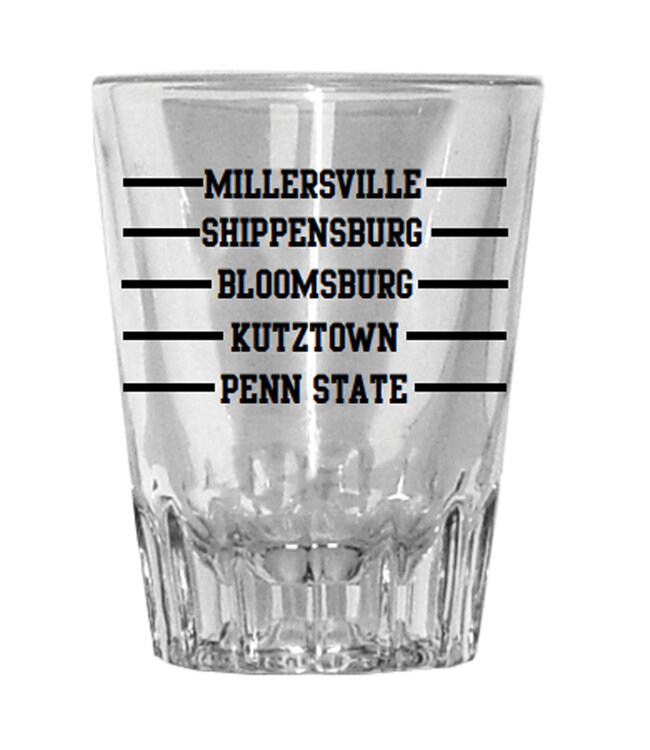 M Sword "Schools" Shot Glass