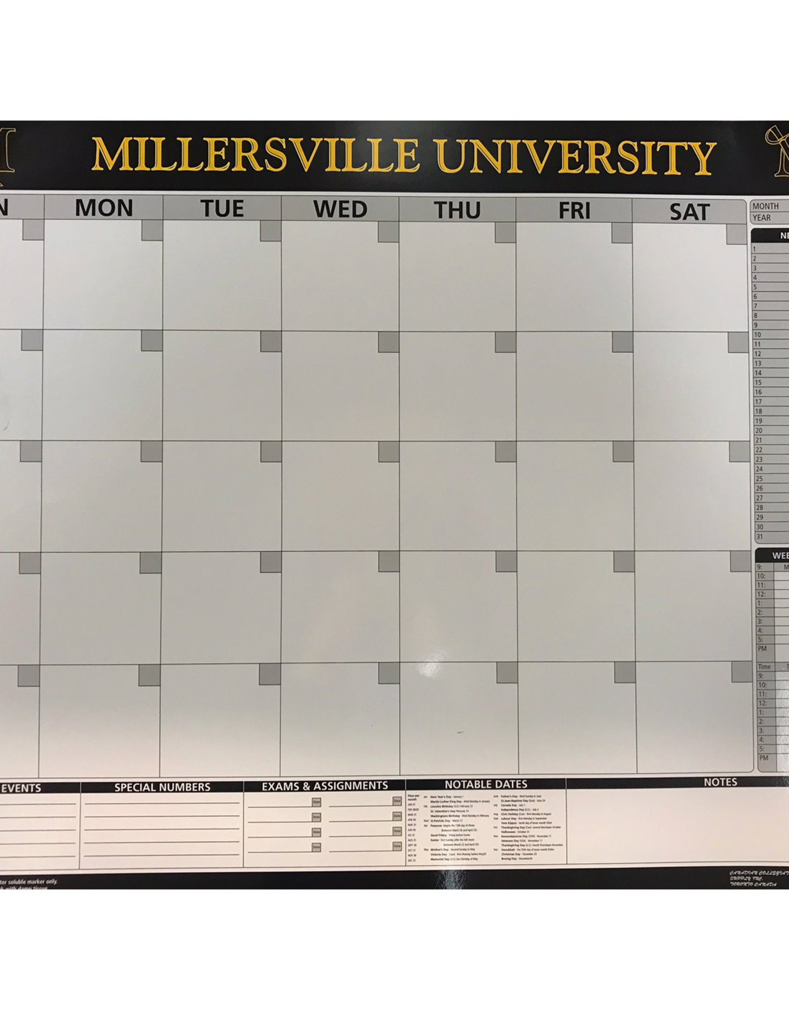 Dry Erase Millersville Calendar