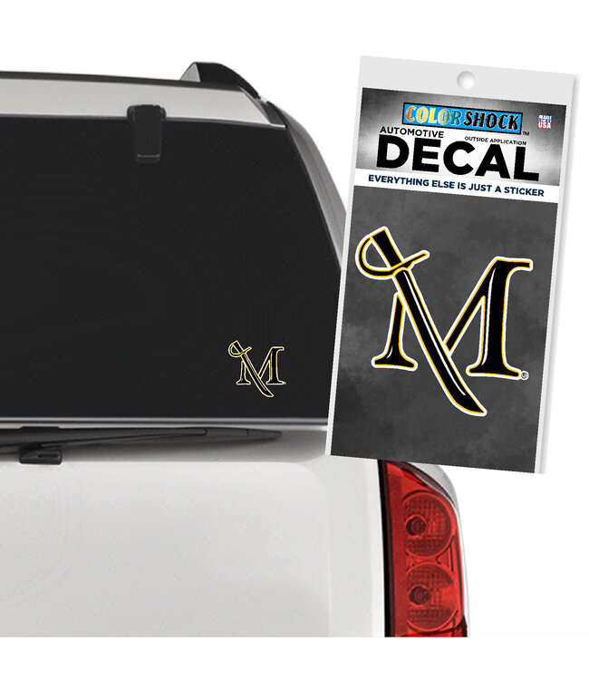 M Sword Decal -  Small Black and Gold