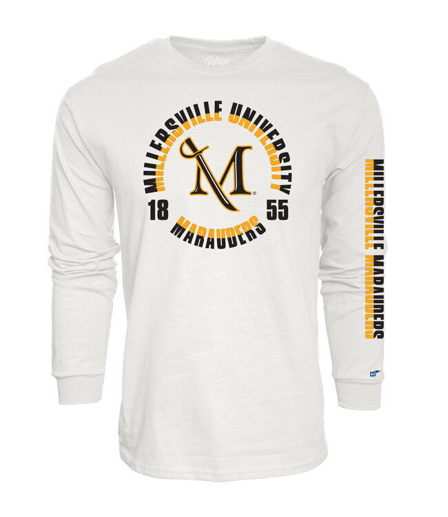 White Ringspun Longsleeve Tee with Sleeve Print