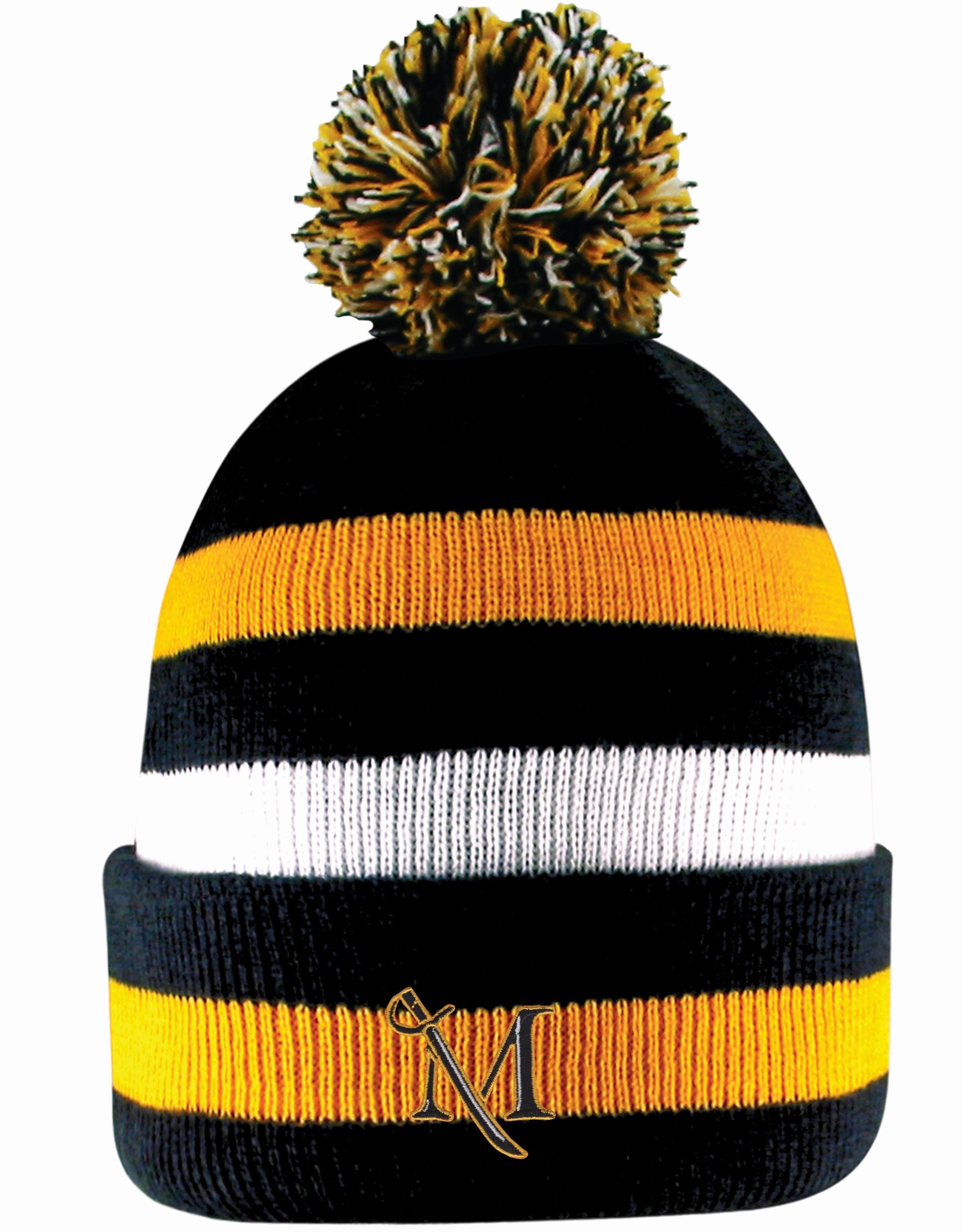 Primetime Striped Beanie with Pom