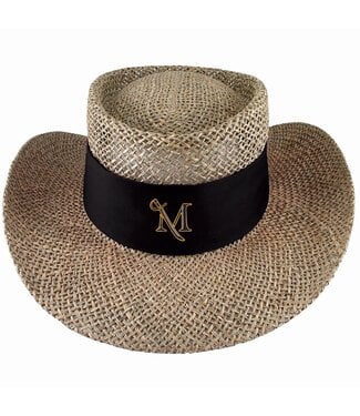 Tournament Straw Gambler Hat Black