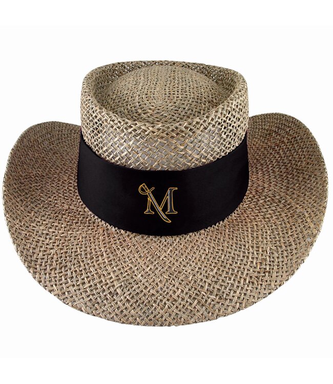 Tournament Straw Gambler Hat Black