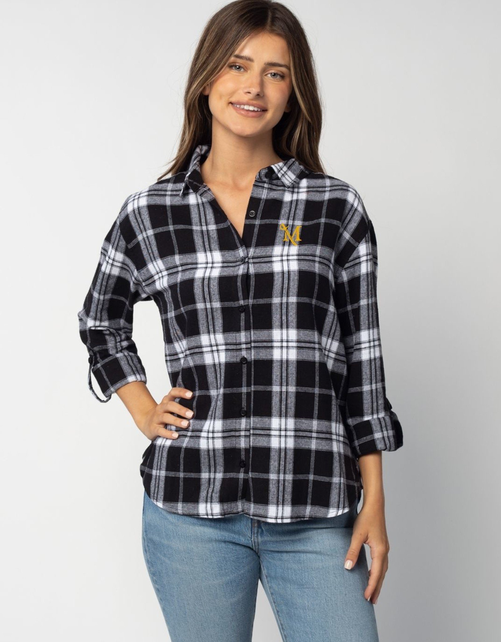 Plaid "Boyfriend" Shirt with Embroidery