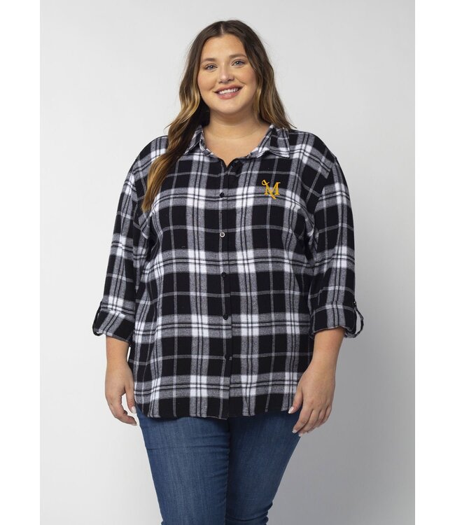 Plaid "Boyfriend" Shirt with Embroidery