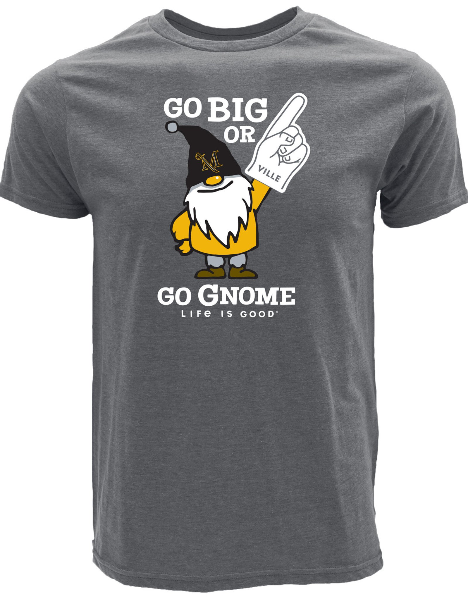 Life is Good Life is Good Go Big or Go Gnome Blend Tee - Heather Grey