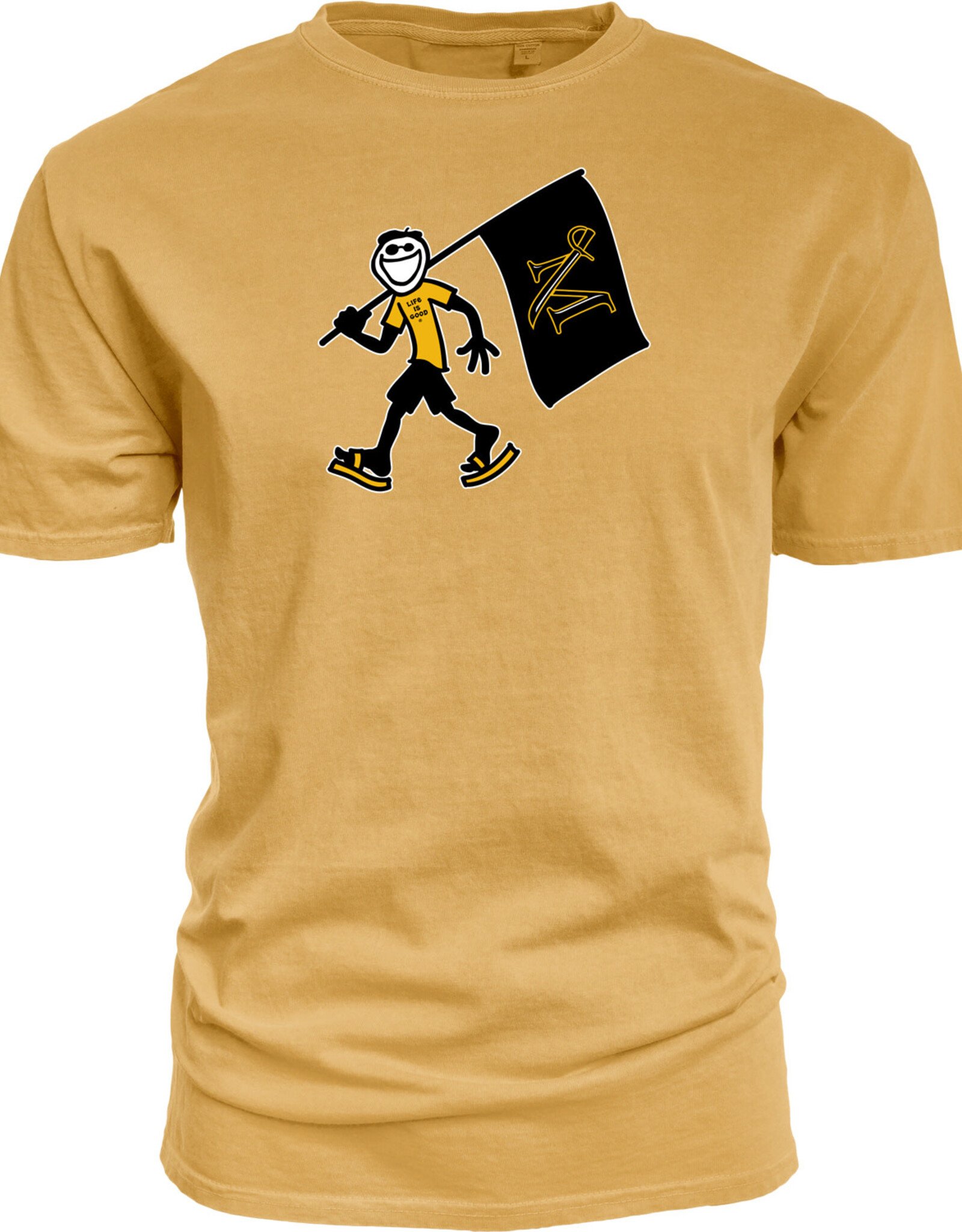 Life is Good Life is Good M-Sword Flag  Tee - Mustard