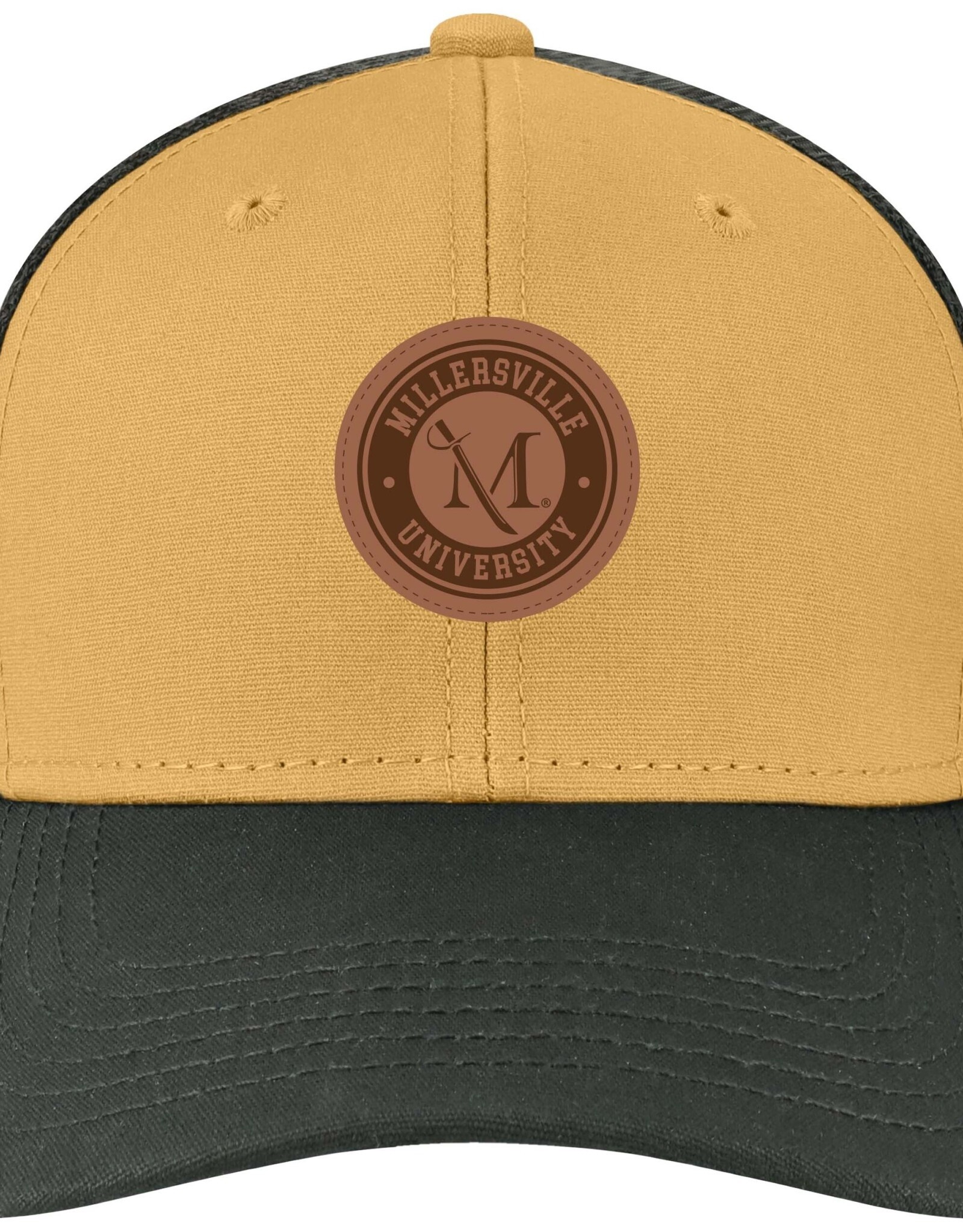 League Mid Pro Snapback with Leather Patch Wheatfield/Black Trucker
