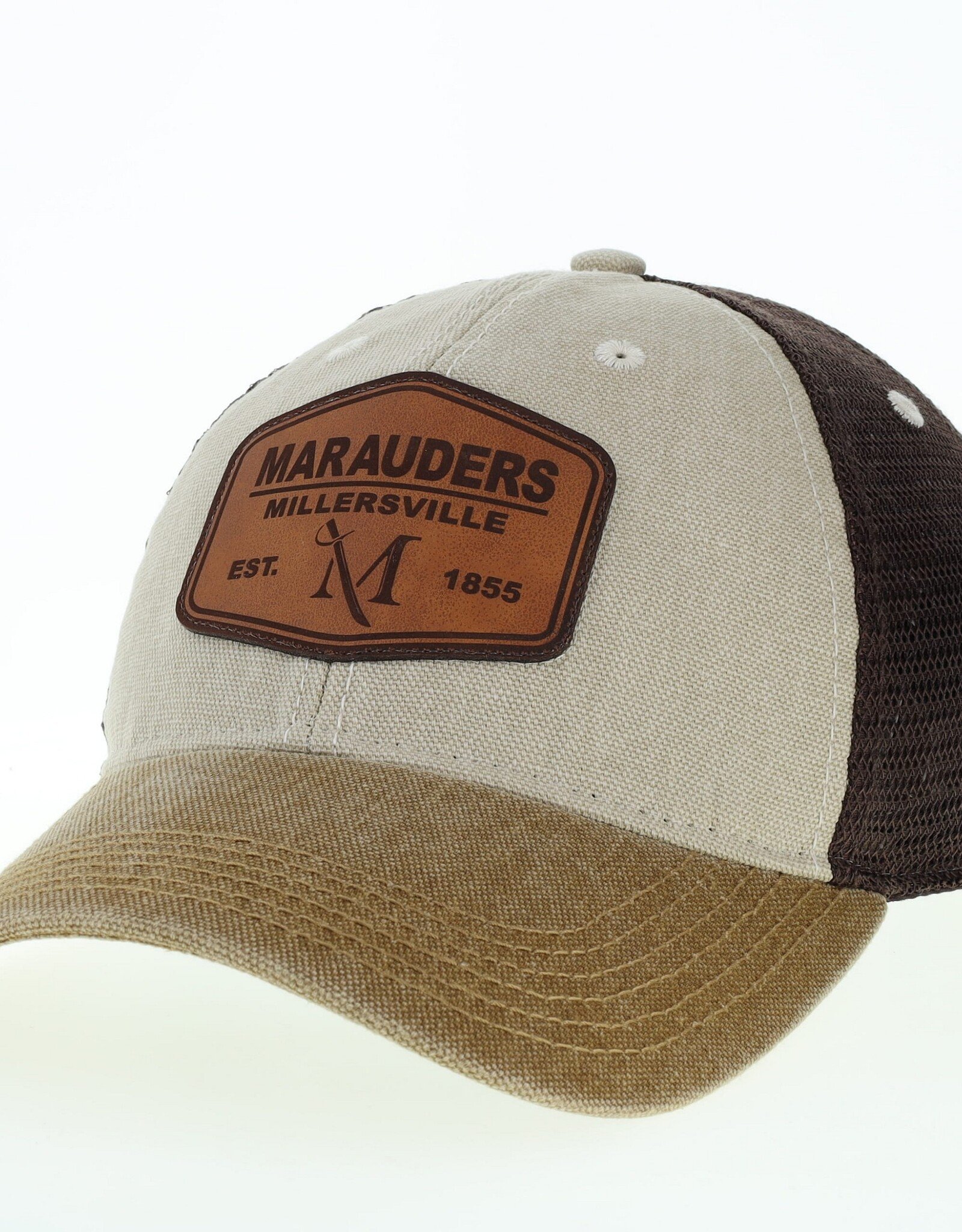 League Dashboard Trucker Cap with Leather Patch Stone