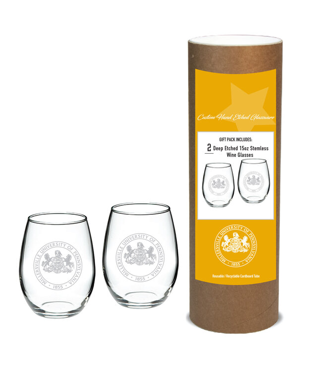 Mu Seal 15oz Stemless Wine Glasses Set