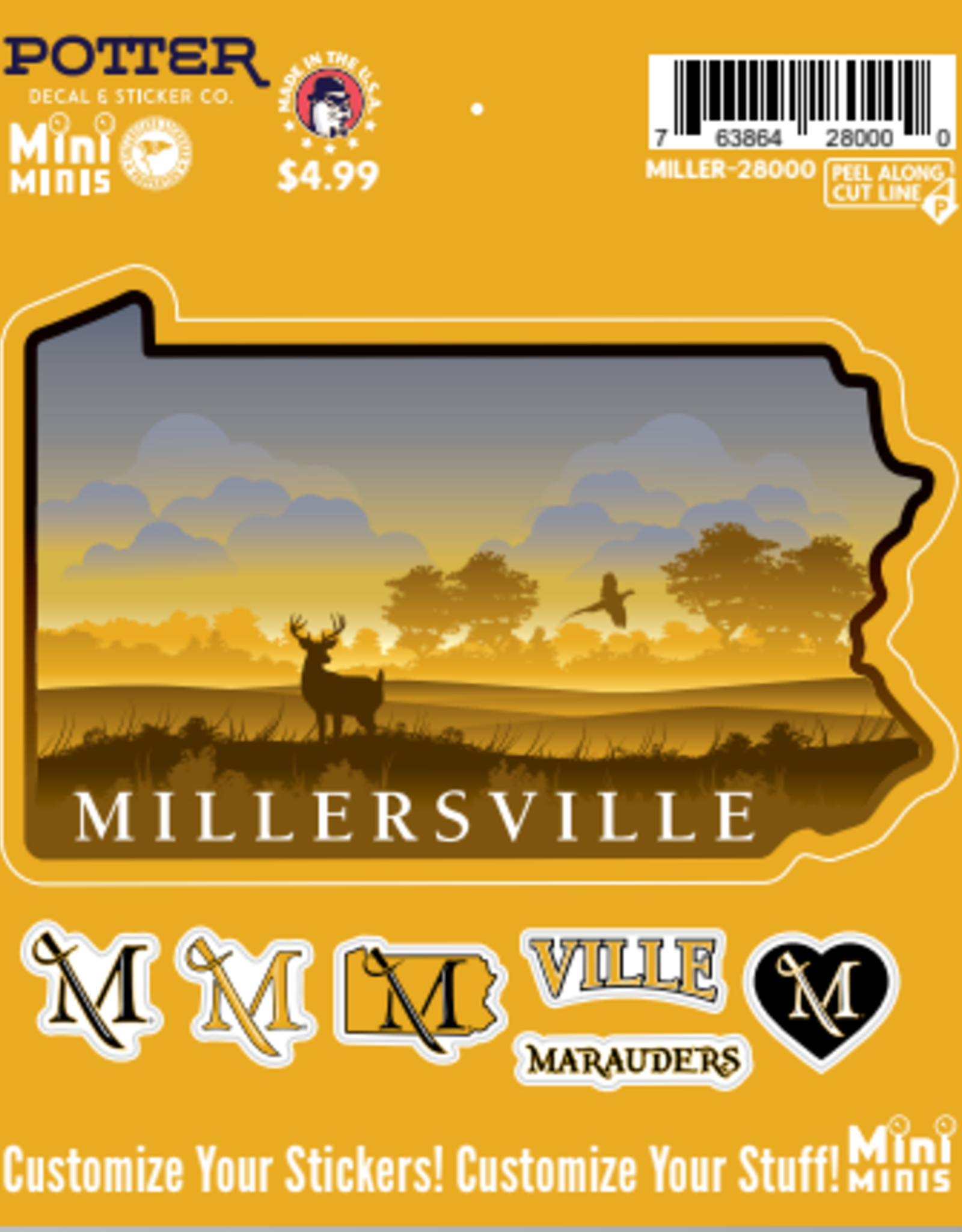 Millersville Logo Mini Stickers - Millersville University Store