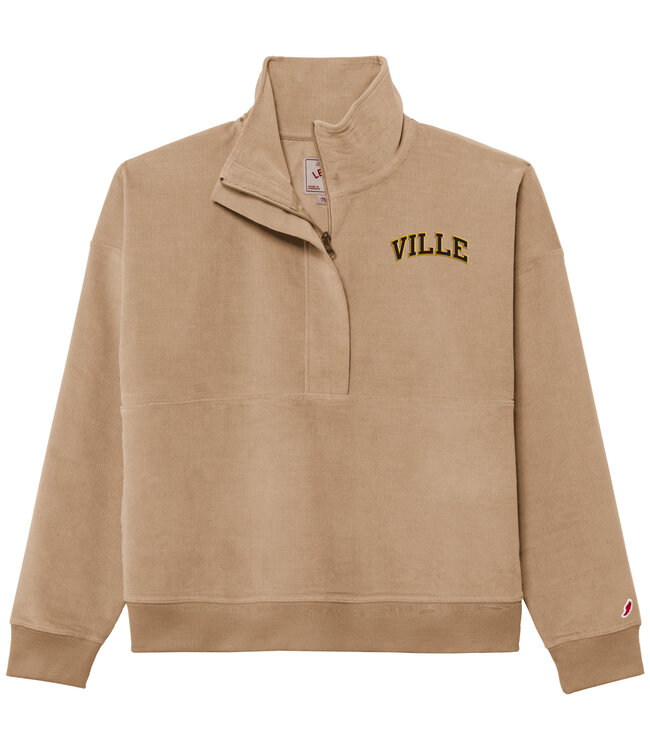 League Women's Corded Half Zip Khaki