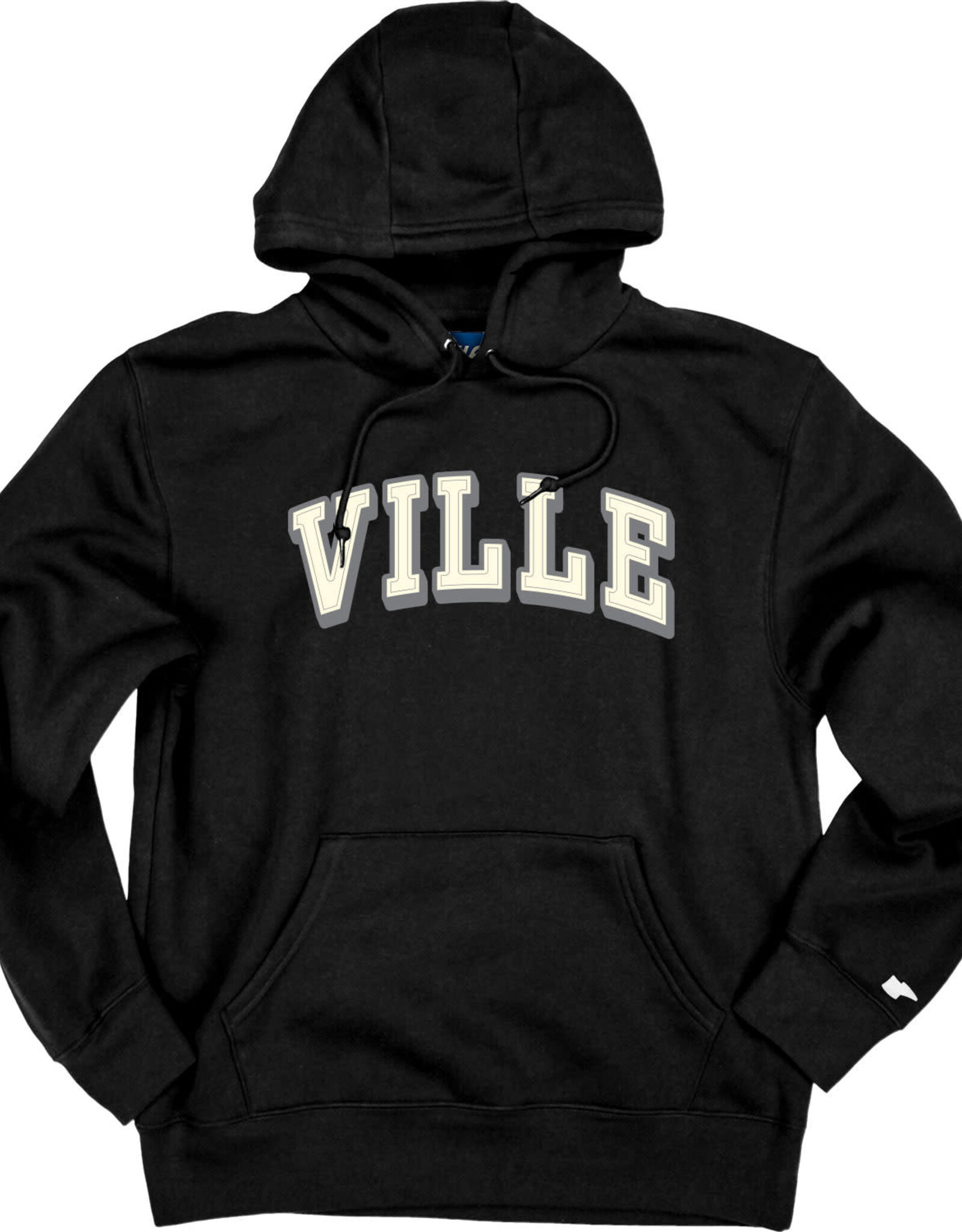 Felt VILLE Applique Hood Black