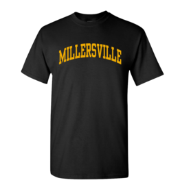 Classic Millersville Tee Black with Gold Lettering