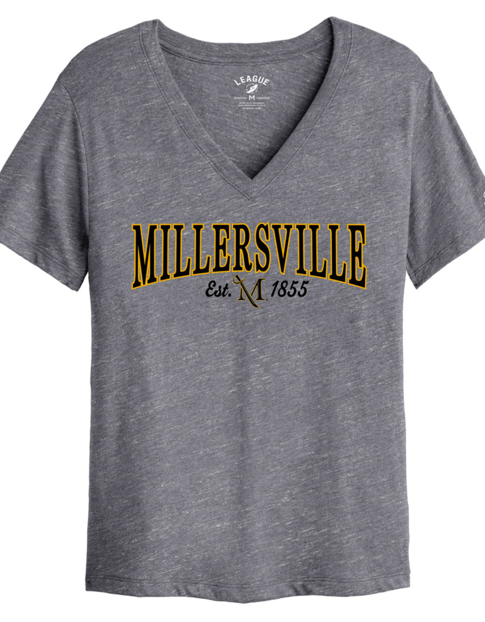 League Intramural Boyfriend V-Tee Fall Heather Millersville Est 1855