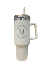 40oz Powder Coated Laser Engraved Travel Bottle - White