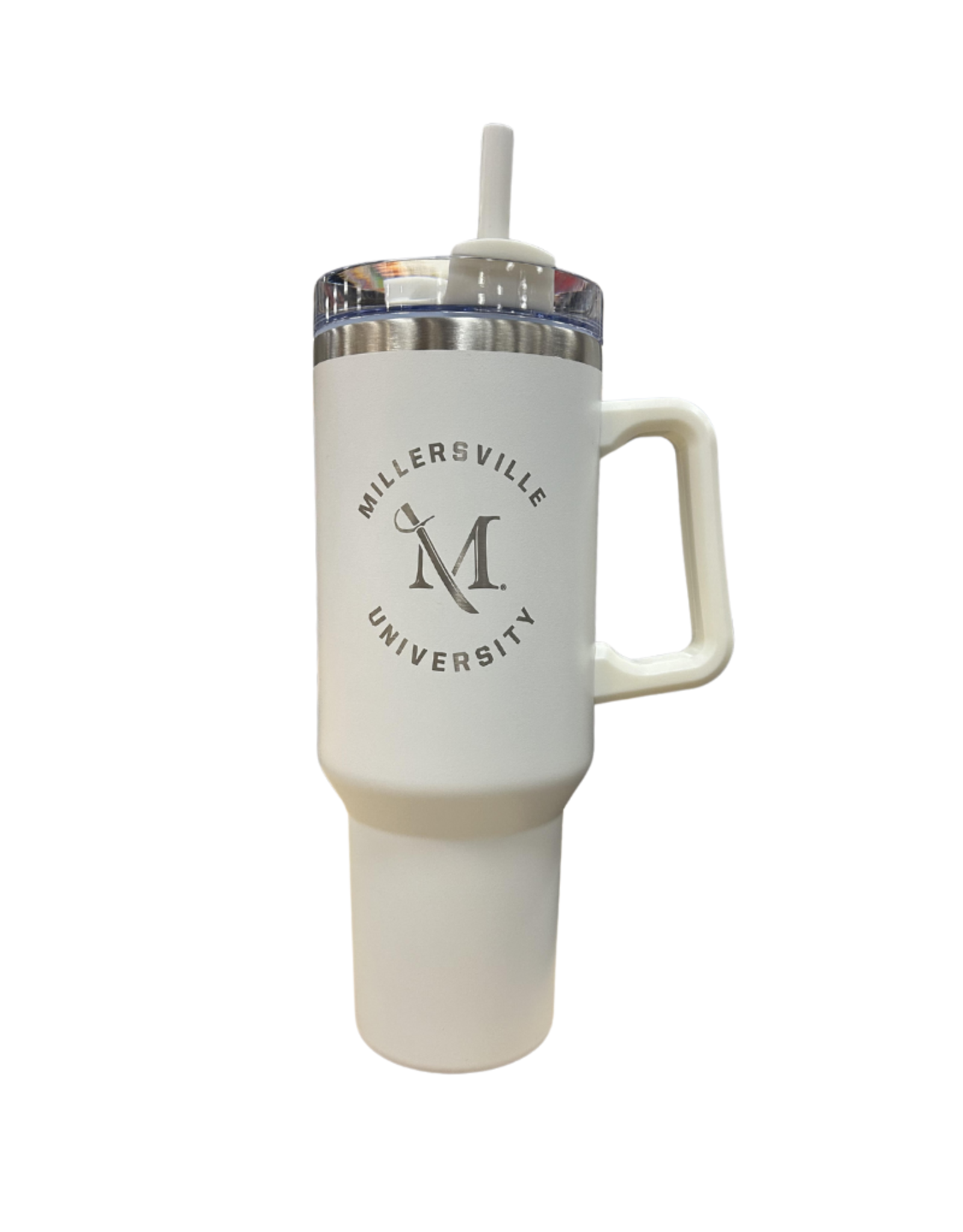 40oz Powder Coated Laser Engraved Travel Bottle - White