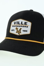Black Trucker Hat with White Rope and Patch