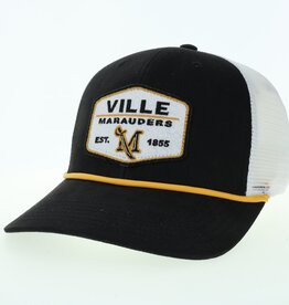 Black Trucker Hat with White Rope and Patch