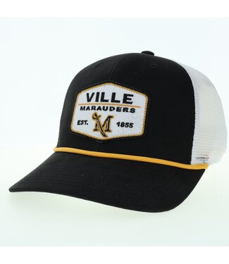Black Trucker Hat with White Rope and Patch
