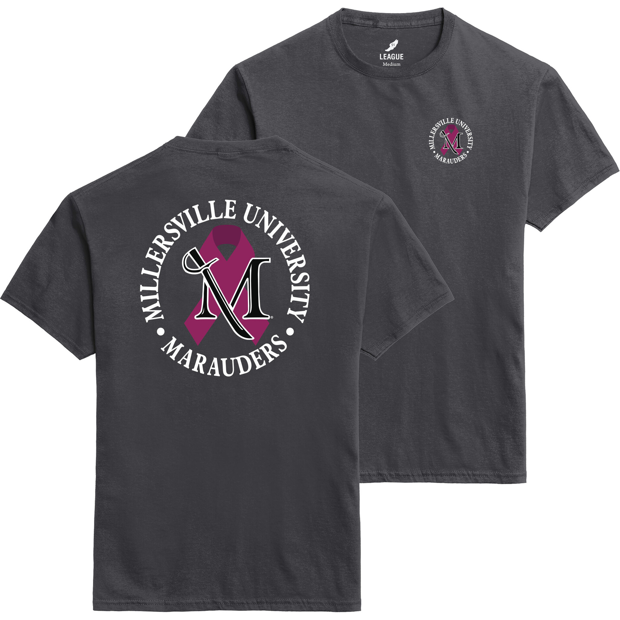 Breast Cancer Short Sleeve Tee Charcoal Grey Millersville University