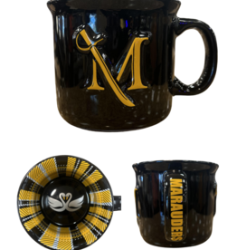 Black and Gold Plaid Big Camper Mug