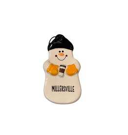 Snowman Coffee Time Ceramic Ornament