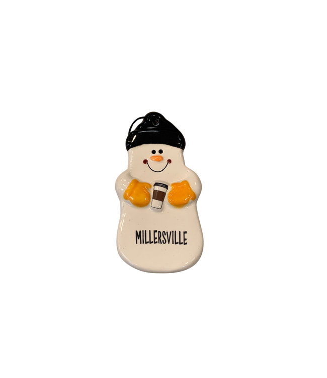 Snowman Coffee Time Ceramic Ornament