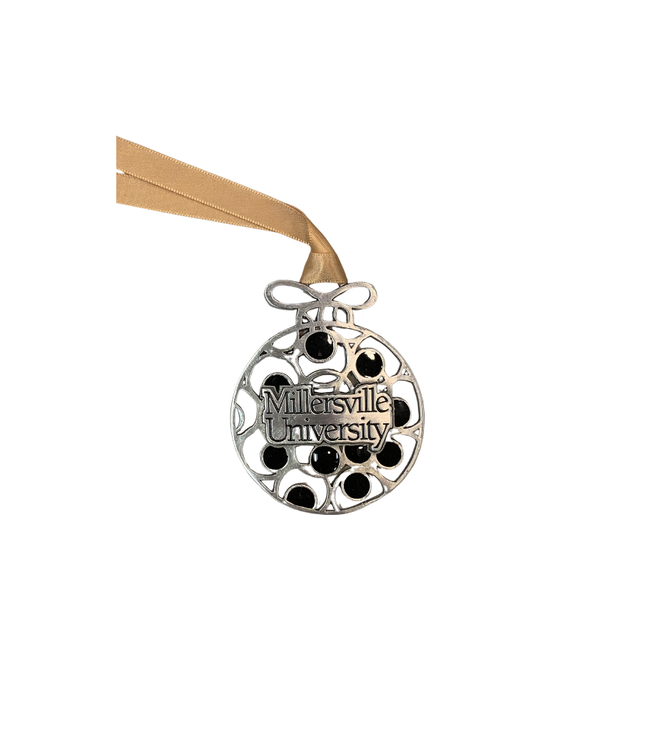Pewter Ornament with Gold Ribbon