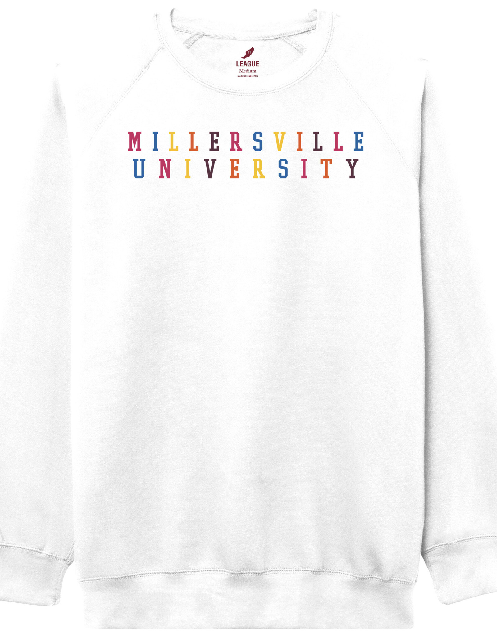 League Essential Crew 2.0 Rainbow Embroidery White