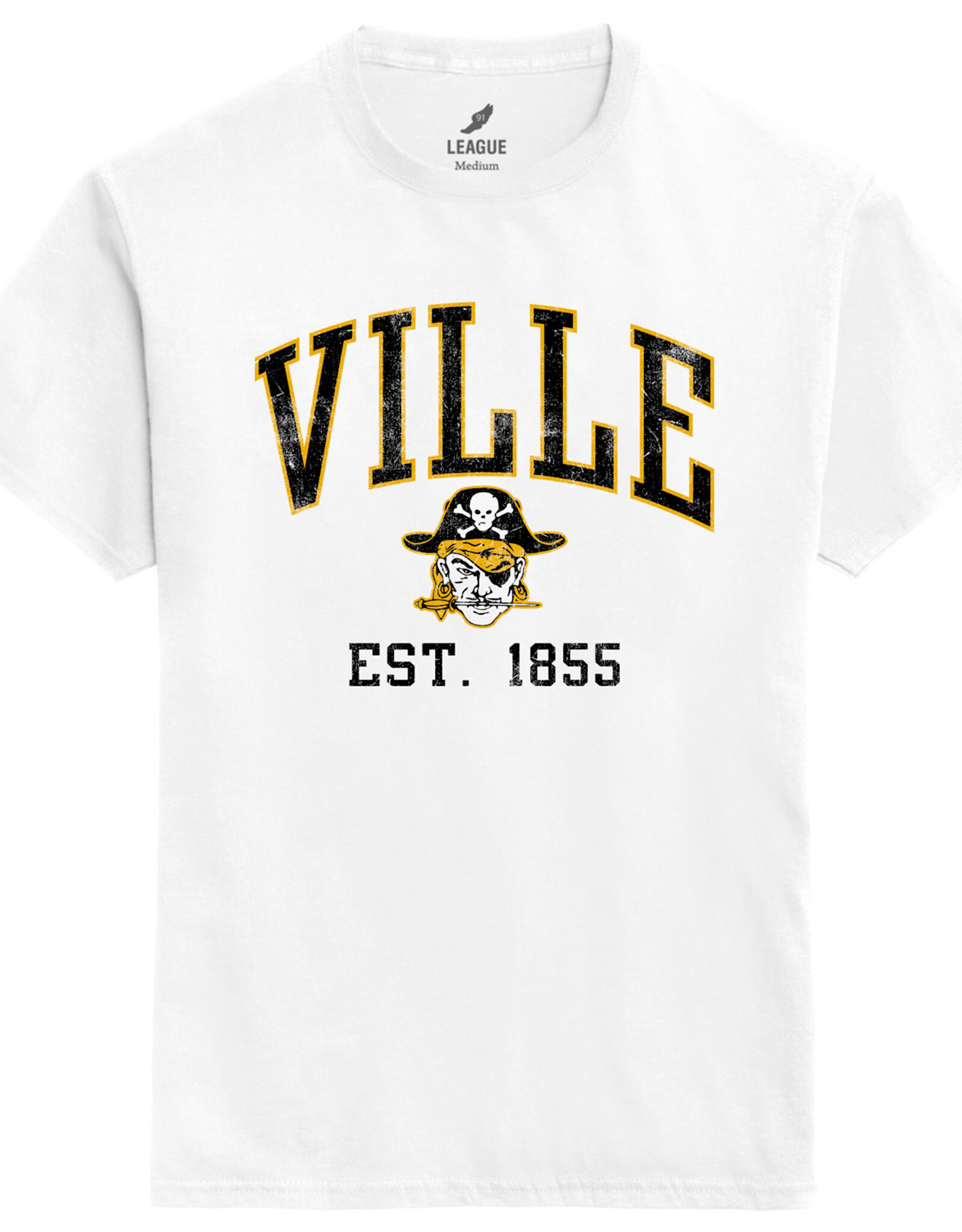 League EZ Tee with VILLE and Pirate Head White